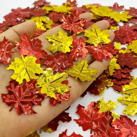 Thanksgiving Maple Leaves Confetti-Fall Autumn Party Leaf Confetti/Table Sequin Metallic Foil Scatter for Wedding Birthday Halloween Party Decoration Supplies 1.6OZ (Leaf) {5}