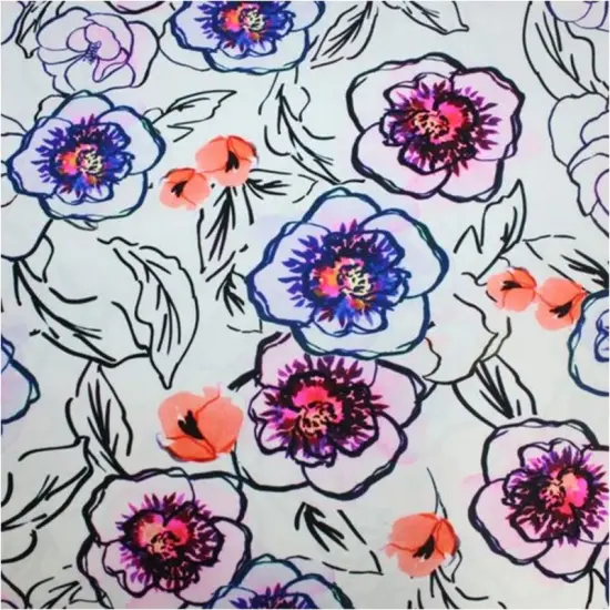 Watercolor Poppies Printed Spandex {2}