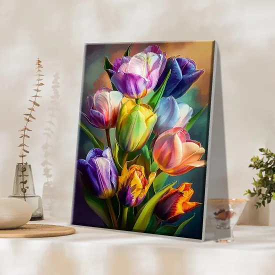 Paint by Numbers Kit for Adults Flowers Paint by Number with Frame Floral Paint by Number with Easel Tulip Digital Oil Painting Kits for Gift Home Wall Decor 7.87x11.81 Inch {3}