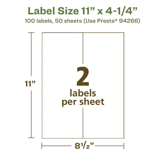 Avery Recycled Matte White Labels,11" x 4-1/4" Rectangle {5}