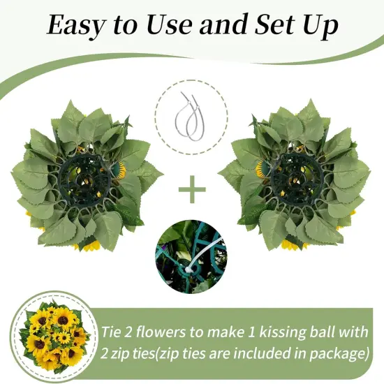 Sunflower Artificial Flowers Ball - 2 Pcs Fake Sunflower Flowers Centerpieces Decoration for Home, Party, Event, DIY Decor {5}