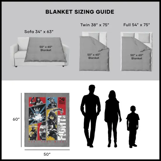 Warner Brothers Mortal Kombat Silk Touch Sherpa Throw Blanket Test Your Might {6}