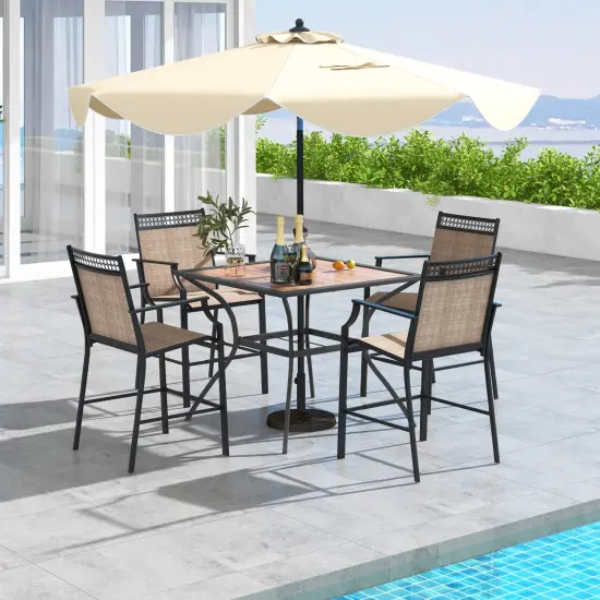 Patio Dining Table for 4 Square Bistro Table with Umbrella Holes {6}