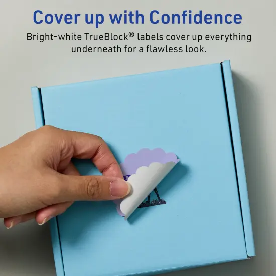 Avery TrueBlock Matte White Paper Labels,2-1/2" diameter Round Scalloped {3}