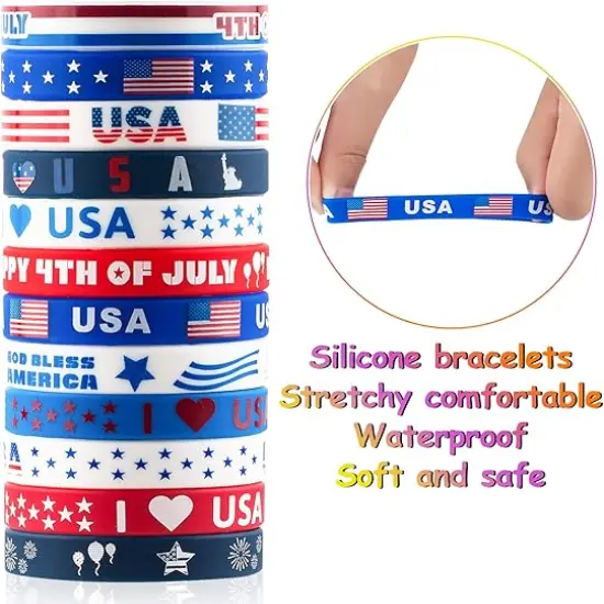 36pcs 4th of July Rubber Bracelets Silicone {3}