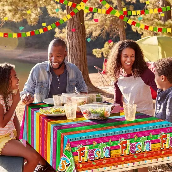 3 Pieces Mexican Fiesta Party Tablecloth Decorations,Plastic Cinco De Mayo Printed Table Cloth Table Cover for Fiesta Taco Night Birthday and Mexican Themed Party Supplies, 54 x 108 Inch {5}