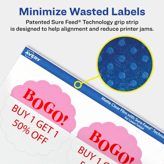 Avery Matte Clear Labels,2-1/2" diameter Round Scalloped {4}