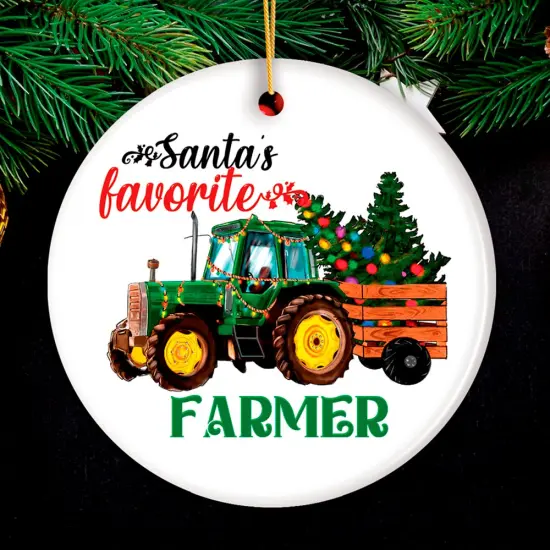 Santa&rsquo;s Favorite Farmer Christmas Ornament, Farm Themed Gift {5}