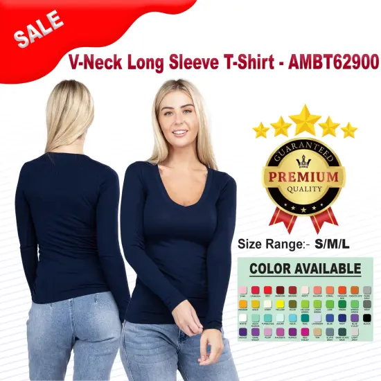 V-Neck Long Sleeve T-Shirt | RADYAN&reg; Burgundy {2}