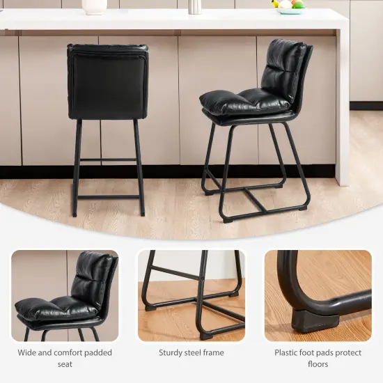 Set of 2/4 Modern Thick Leatherette Counter Stool with Metal Legs {4}