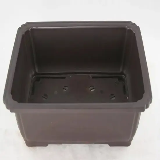 Rectangular Plastic Bonsai / Succulent Pot 10.5"x 7.75"x 3.5" - Dark Brown {1}