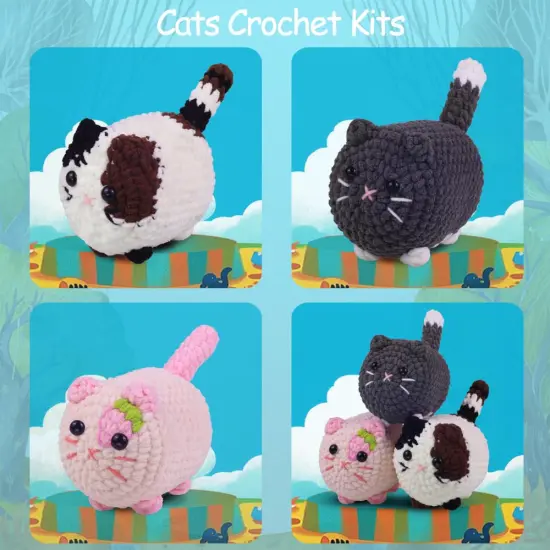 Crochet Kit for Beginners, Crochet Kit with Step-by-Step Video Tutorials, Beginner Crochet Kit for Adults, Crochet Animal Kit for Kids(Pink cat) {4}