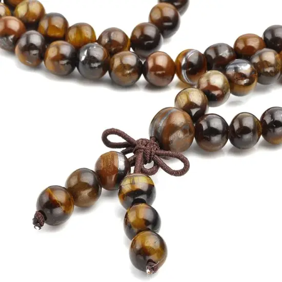 Jovivi Tibetan 6mm 8mm 108 Natural Tiger Eye Gemstone Beads Prayer Mala Bracelet Necklace {2}