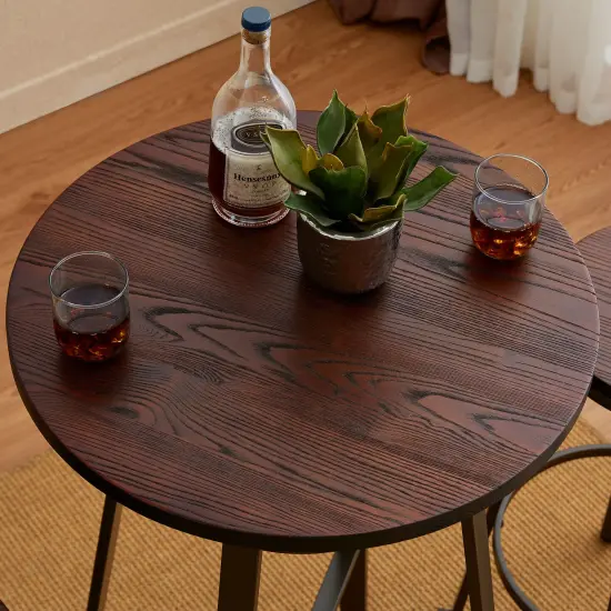 42.50"H Steel Bar Table With Elm Wood Top Brown {4}