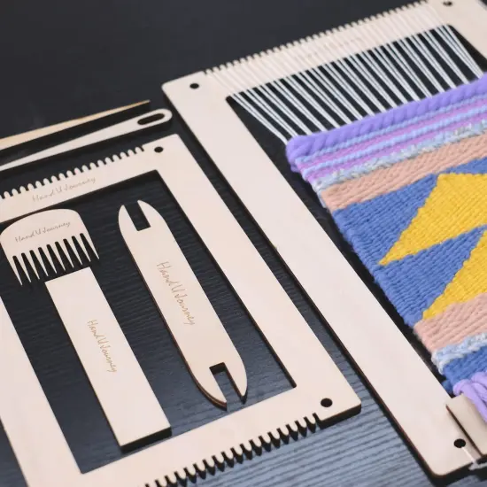 Wool Queen Rectangle Weaving Loom Kit - 2 Sets with Weaving Needles and Tools, Perfect for Beginners and Weaving Enthusiasts, 11''x16.5'' and 7.8''x11.7'' Large Sizes {3}