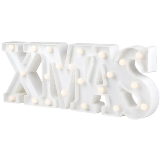 Northlight 18.5" White Battery Operated LED Lighted XMAS Christmas Marquee Sign {6}