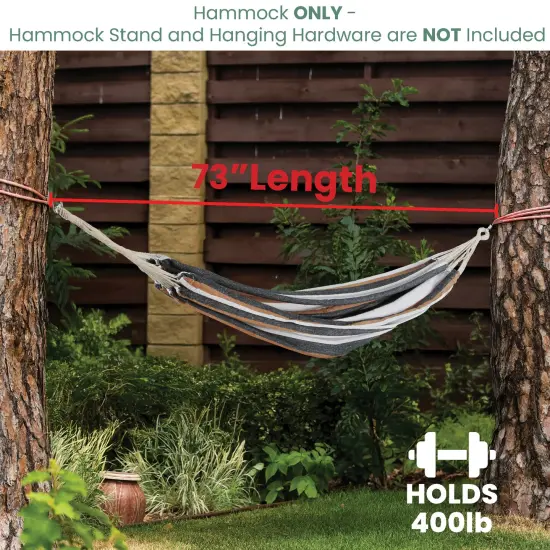 Northlight Striped Cotton Two Person Double Brazilian Hammock - 73" x 58.5" - Black and Brown {5}