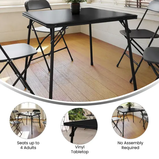 Emma and Oliver Foldable Card Table with Vinyl Table Top - Game Table - Portable Table {10}