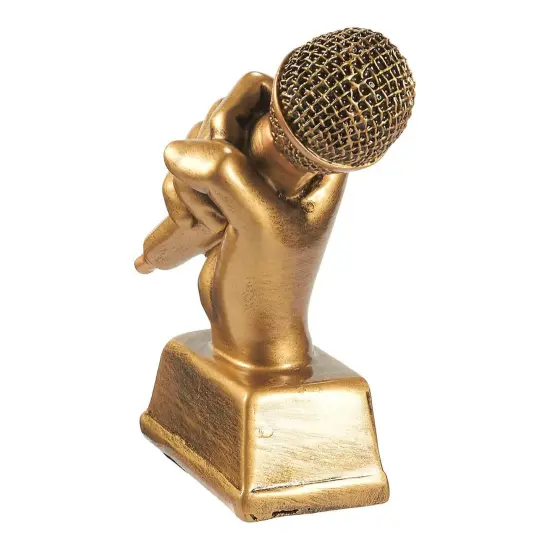 Golden Microphone Trophy - Small Resin Best Singing Award Prize for Karaoke, Lip Sync Battles, Singing Competitions, Birthday Parties (5.5x4.7x2.2 in) {4}
