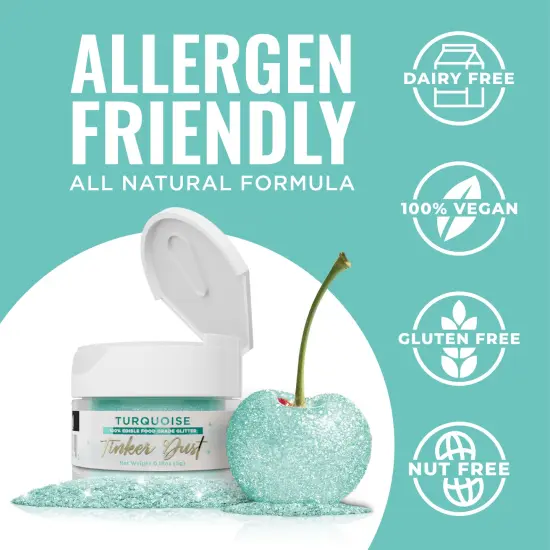 Bakell - Turquoise Tinker Dust Edible Glitter (5g, 1x Jar) for Food, Desserts, and Beverages! {4}