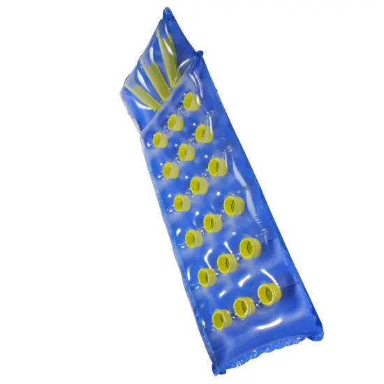 Swim Central 76" Blue and Yellow Inflatable 18-Pocket French Style Swimming Pool Air Mattress {4}