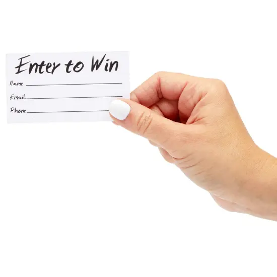 200-Pack Enter to Win Cards, 3.5x2 White Entry Form Raffle Tickets Slips for Fairs, Contests, Ballots, Carnivals, Drawings, Auction Events, Prize Games, Fundraisers {5}