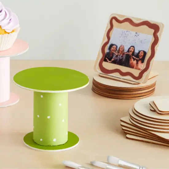 Set of 130 Unfinished Wooden Squares and Circles for Wood Burning Projects, DIY Crafts (3 Sizes/Shape) Brown {2}