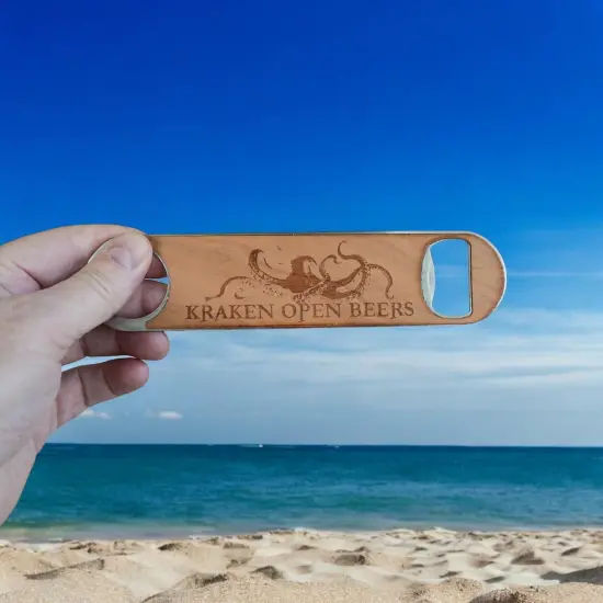 Wooden Bottle Opener - Kraken open beers {2}