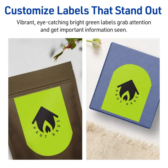 Avery Bright Green Paper Labels, 4.75" x 3.5" Arched {3}