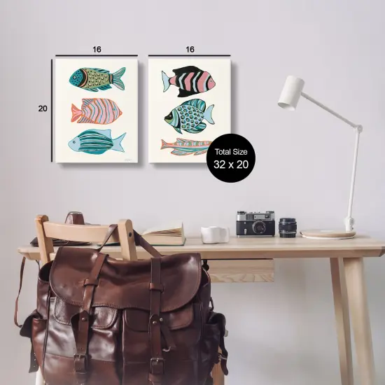 Stupell Industries Tropical Pastels Fish 2pc Canvas Wall Art Set Design by Yvette St. Amant {3}