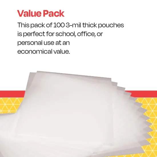 School Smart High Clarity Laminating Pouches, 12 x 15 Inches, 3 mil Thick, Pack of 100 {7}