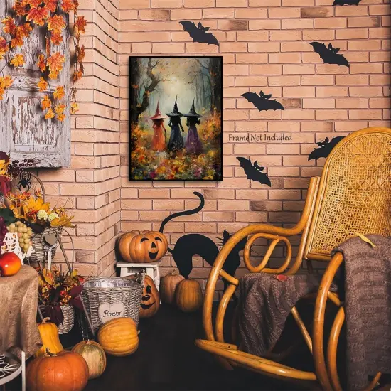 Halloween Vintage Witchy Wall 12x16in Unframed {2}