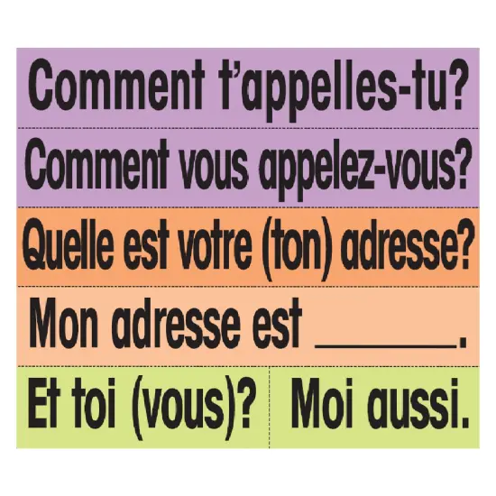 Poster Pals French Educational & Language Teaching High Frequency Vocabulary Card phrase Posters, colorful laminated cards classroom reference and instruction {5}