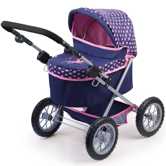 Bayer: Baby Doll Pram &ndash; Adjustable Trendy Stroller with Large Wheels, Foldable & Stylish for Dolls Up to 46cm - Pink and Blue {5}
