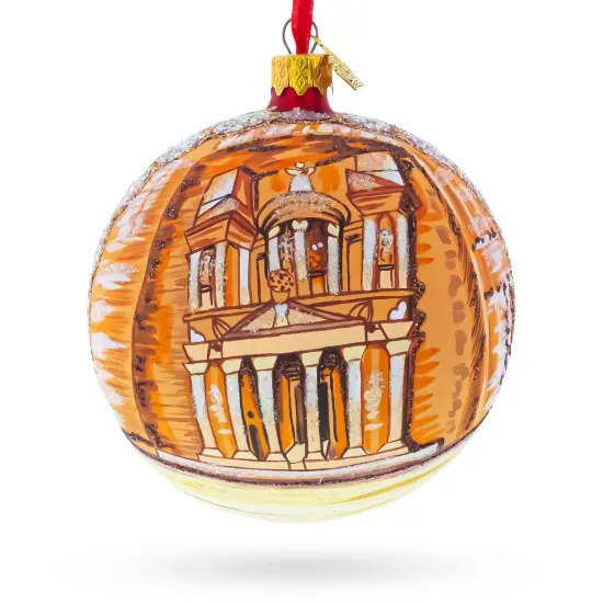 Petra, Jordan Glass Ball Christmas Ornament 4 Inches {1}
