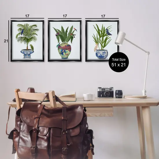 Stupell Industries Traditional House Plant Vases 3pc Floater Framed Canvas Wall Art Set Design by Fab Funky {3}