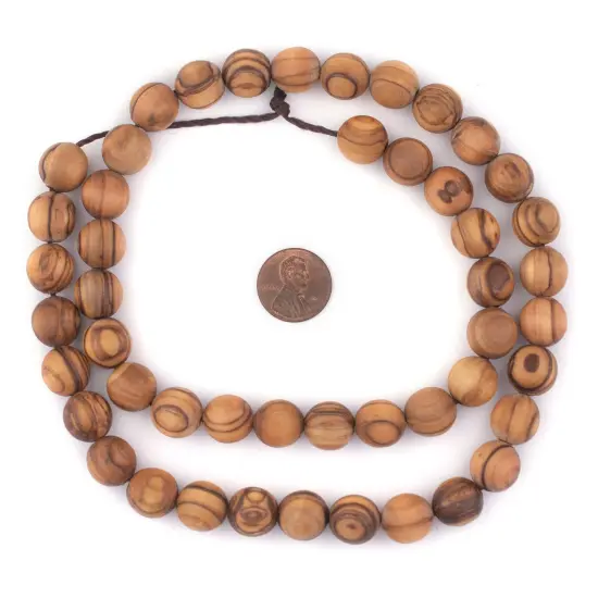 The Bead Chest Olive Wood Beads - Full Strand of Round Christian Rosary Prayer Beads (12mm, Natural) {2}