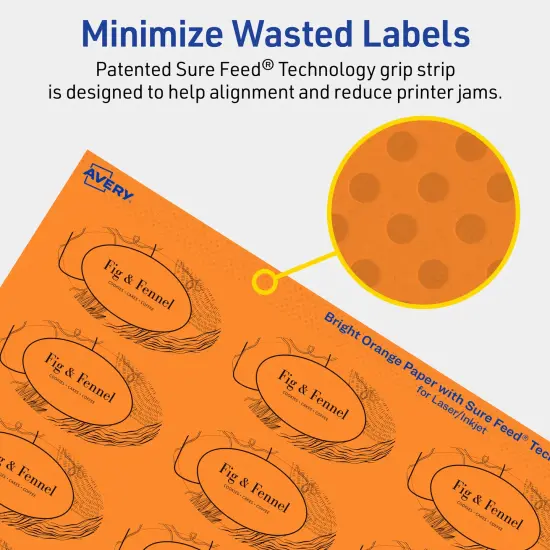 Avery Bright Orange Paper Labels, 1-1/8" x 2-1/4" Oval {4}