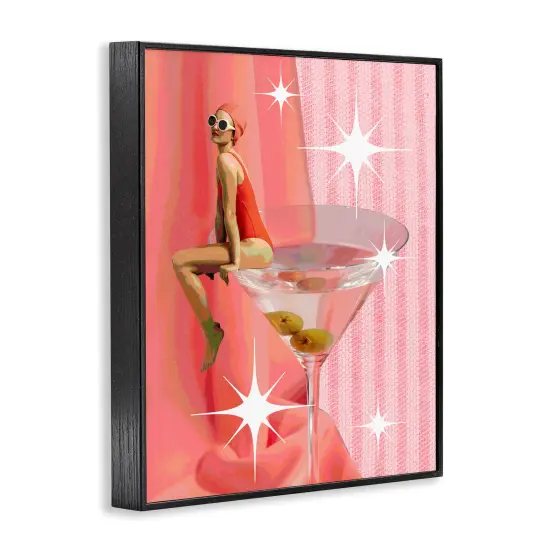 Stupell Industries Vintage Swimmer on Drink Framed Giclee Wall Art Design by Daphne Polselli {3}