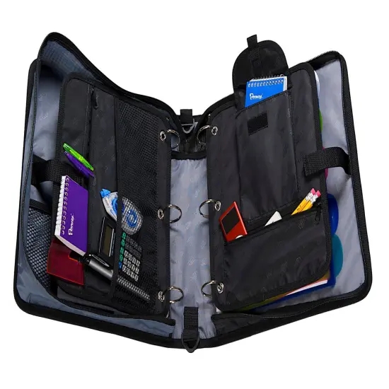 Case&middot;it Dual Ring Zipper Binder, D Ring, 1-1/2 Inches, Jet Black {4}