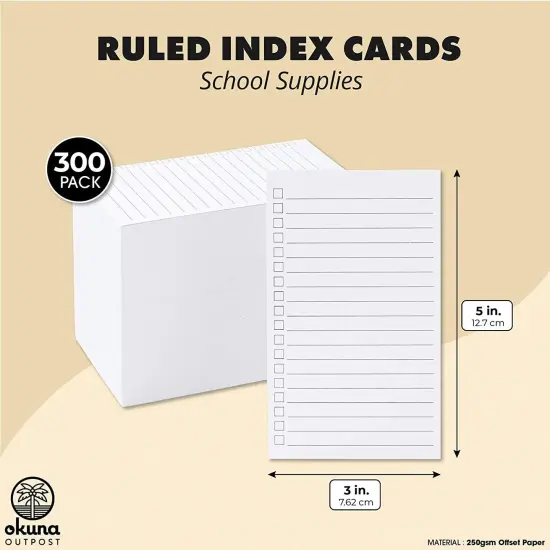 300 Pack Vertical Ruled Index Cards 3x5 with Check Boxes for Daily To Do Checklists and Tasks, Thick Card Stock Office Supplies {4}