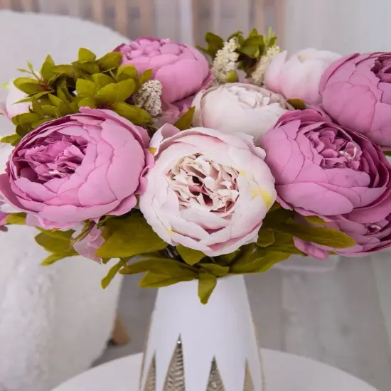 Silk Peony Bouquet, Lavender&ndash; Vintage Artificial Peonies for Wedding, Home, and Office Decor, Light Purple {2}