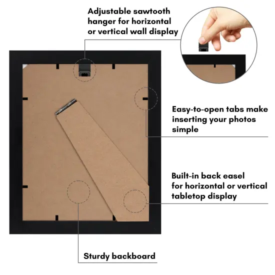 Americanflat Black Picture Frame with Shatter-Resistant Glass - Classic Molding with Black Mat and White Trim {12}