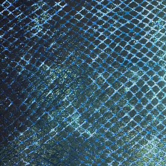 1 Yard Foiled Diamond Snake Velvet Fabric Polyester Spandex for Dancewear, Costumes & Crafts 60" Wide Blue Illusion {1}