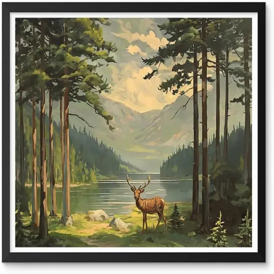 Paint by Numbers for Adults Beginner, Elk in Forest Acrylic Easy Paint by Numbers Kits Natural Landscape Craft Kits for Adults Suitable for Home Wall Decoration Flameless {5}