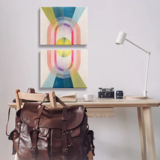 Stupell Industries Retro Pastel Structured Shapes 2pc Canvas Wall Art Set Design by Grace Popp  {2}