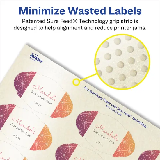 Avery Pearlized Ivory Oval Scalloped Labels with Sure Feed Technology, Print-to-the-Edge, 1-1/8" x 2-1/4" {4}
