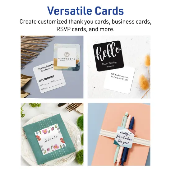 Avery Glossy White Square Cards, 2" x 2" Square Rounded Corners {3}