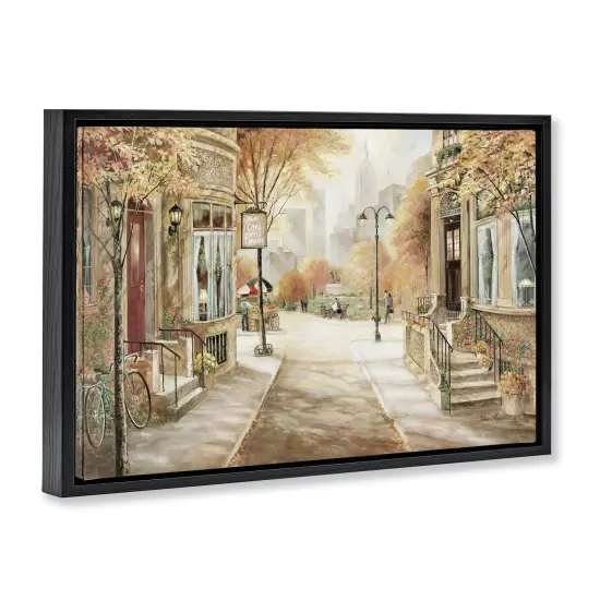 Stupell Industries City Street Shopfronts Floater Framed Canvas Wall Art Design by Ruane Manning {3}