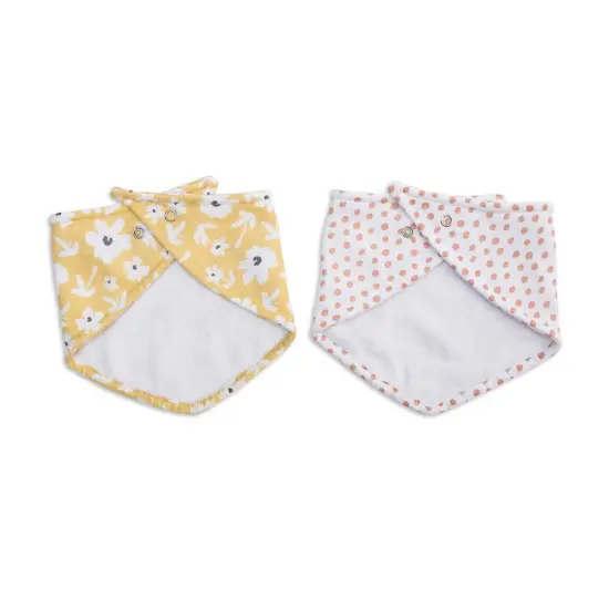 Muslin Bandana Baby Bibs - Yellow Wildflowers/Dots by Lulujo {2}
